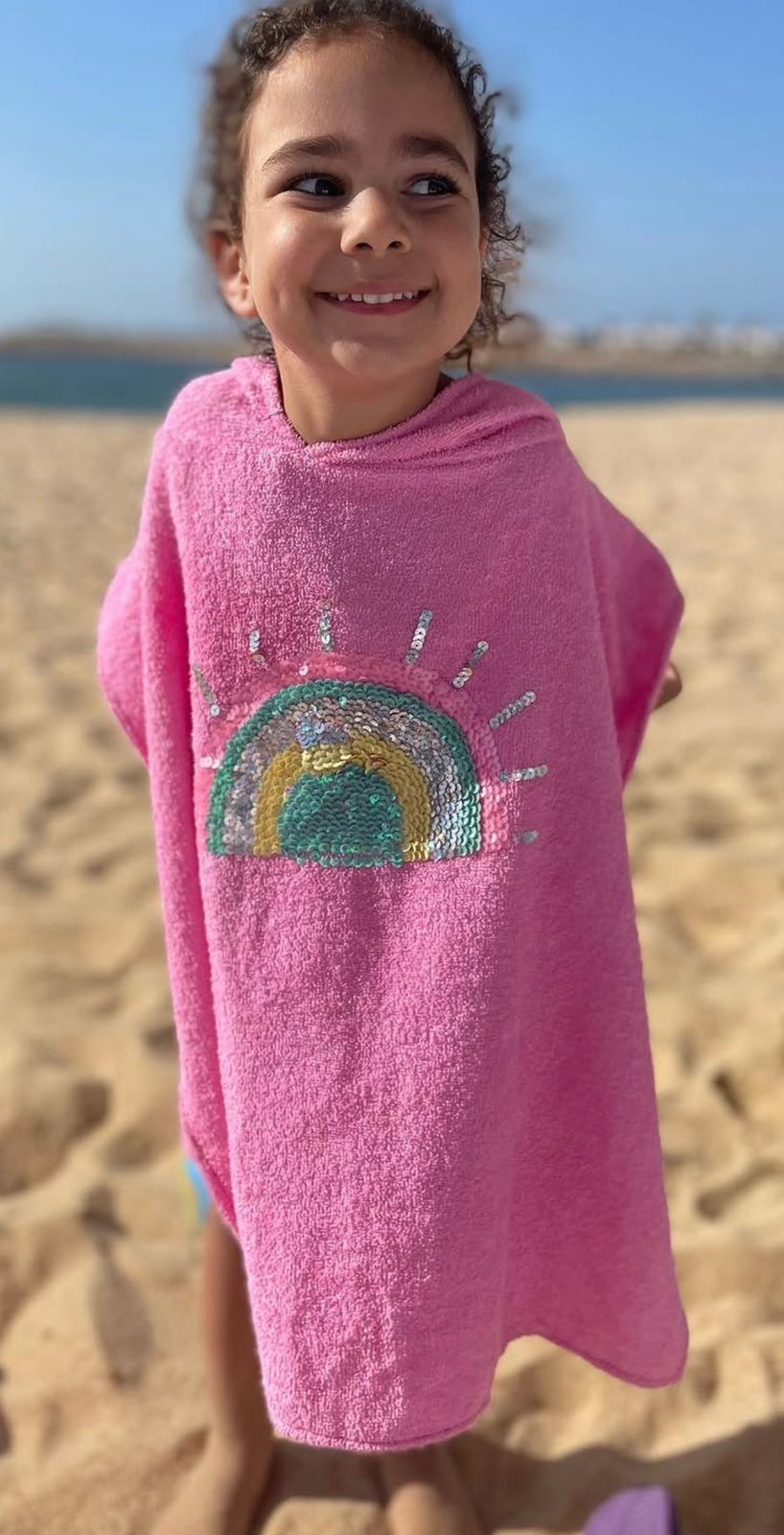 Rainbow Sparkle Handmade Beaded Poncho Towel