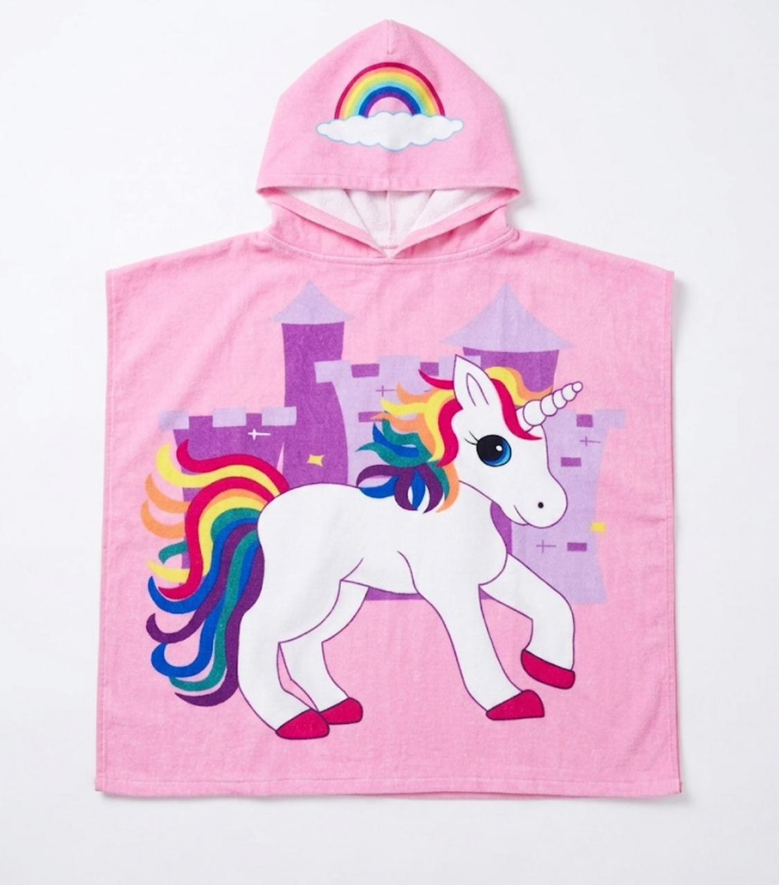 Enchanted Rainbow Unicorn Hooded Towel Poncho