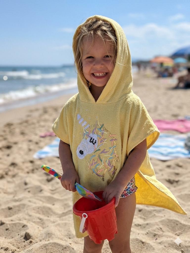 Sun-Kissed Unicorn Hand-Embroidered Hooded Poncho