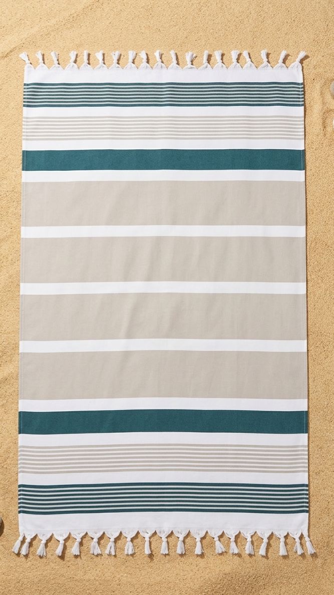 stripes green coastal towel