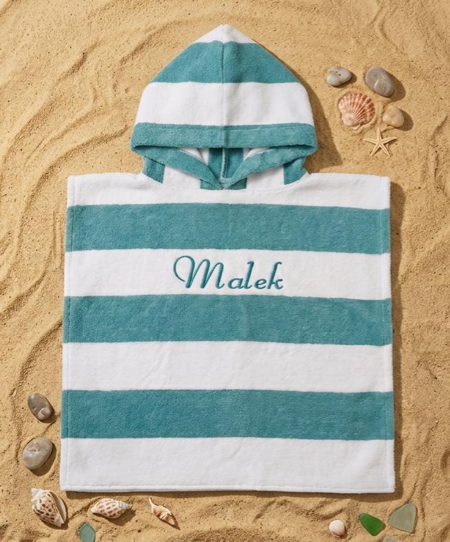 Striped Hooded Beach Poncho