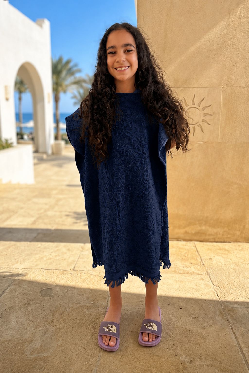 Wave Jacquard Poncho