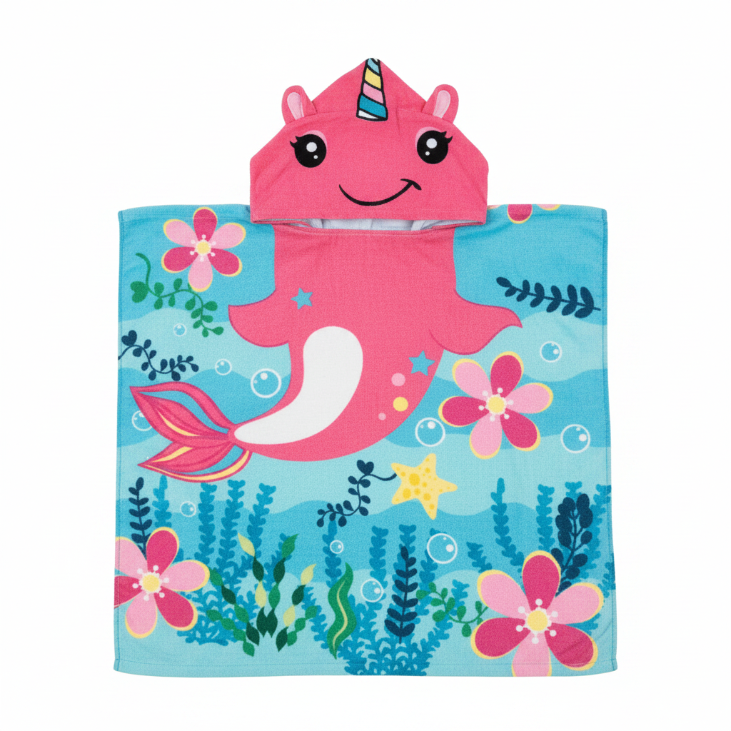 Magical Narwhal & Friends Hooded Towel Poncho